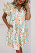Floral Contrast Edge Layered Short Sleeve Mini Dress